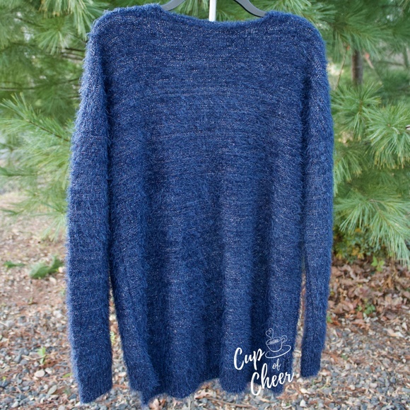 2/$30 Questions: Blue Fuzzy Sweater - Picture 4 of 4